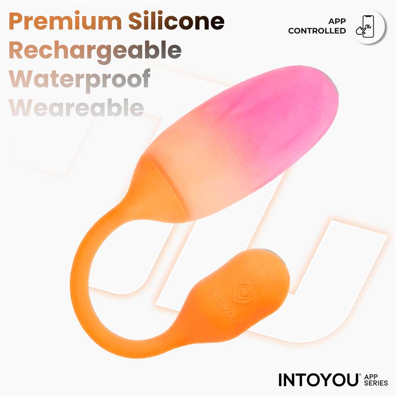 INTOYOU APP SERIES - NEXEGG VIBRATING EGG DOUBLE SILICONE LAYER APP ORANGE/PINK