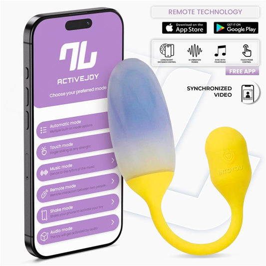 INTOYOU APP SERIES - NEXEGG VIBRATING EGG DOUBLE SILICONE LAYER APP YELLOW/PURPLE