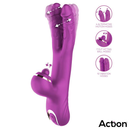 ACTION - NICO VIBE WITH CLIT HITTING BALL AND ALTERNATING DILDOS