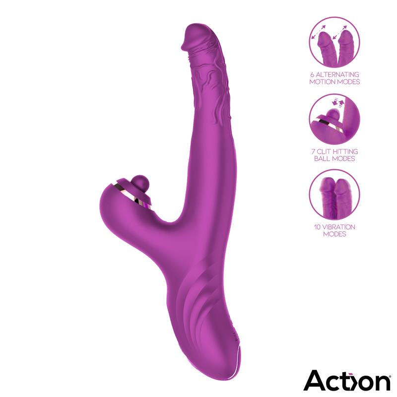 ACTION - NICO VIBE WITH CLIT HITTING BALL AND ALTERNATING DILDOS