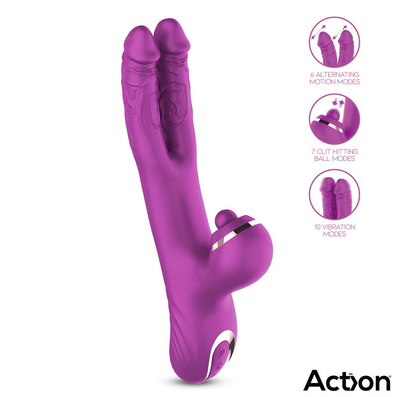 ACTION - NICO VIBE WITH CLIT HITTING BALL AND ALTERNATING DILDOS