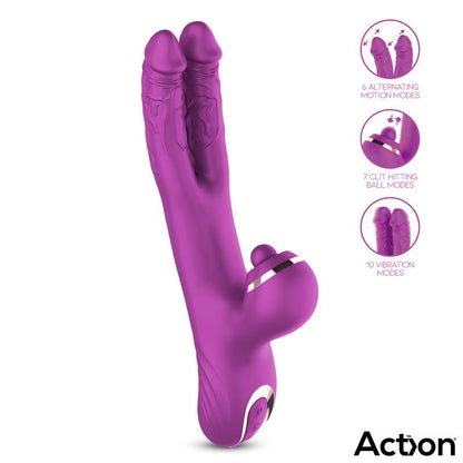 ACTION - NICO VIBE WITH CLIT HITTING BALL AND ALTERNATING DILDOS