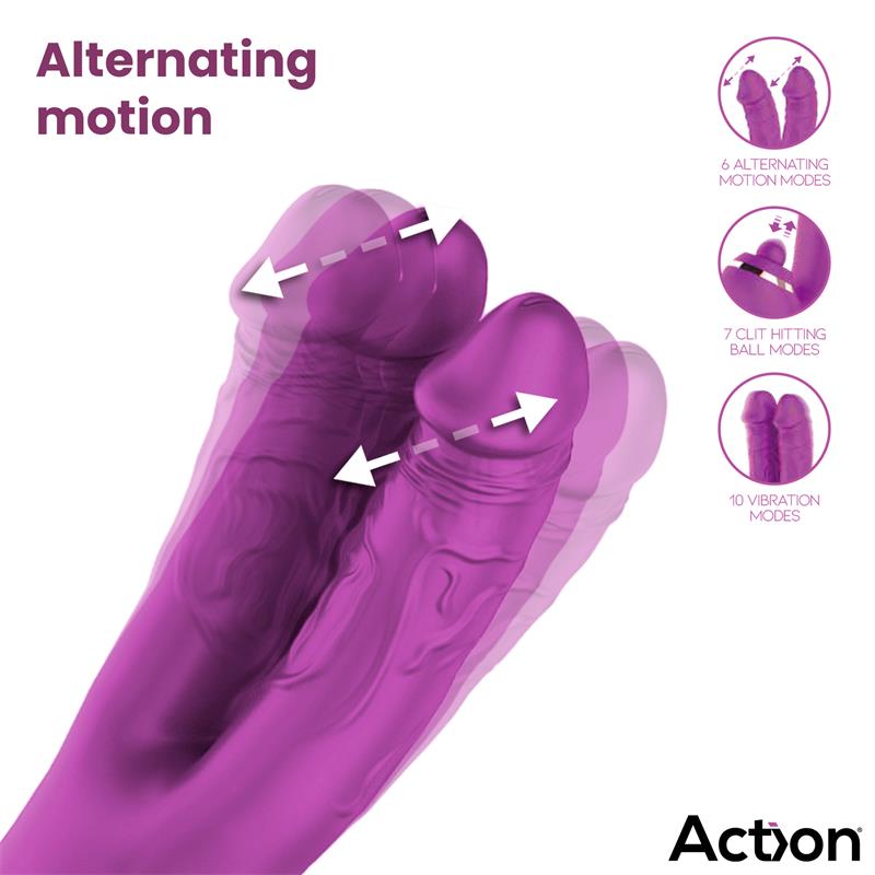 ACTION - NICO VIBE WITH CLIT HITTING BALL AND ALTERNATING DILDOS