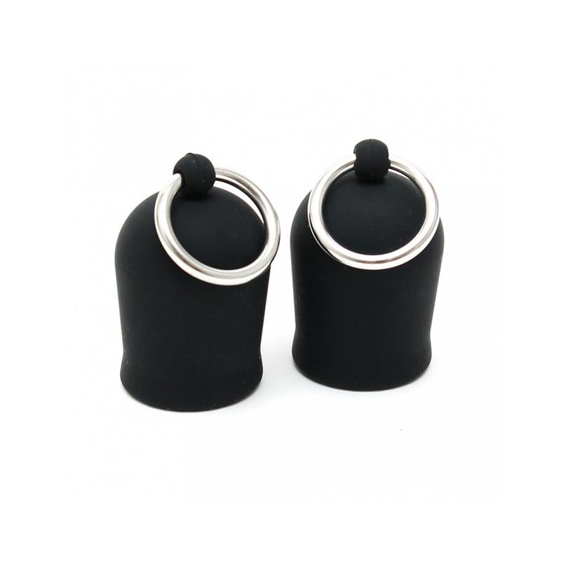BONDAGE PLAY - NIPPE SUCKERS WITH RING SILICONE BLACK