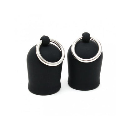 BONDAGE PLAY - NIPPE SUCKERS WITH RING SILICONE BLACK
