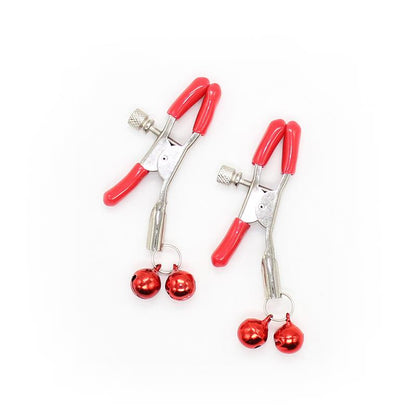 LATETOBED BDSM LINE - NIPPLE CLAMP WITH BELL METAL RED