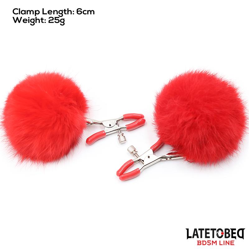 LATETOBED BDSM LINE - NIPPLE CLAMPS ADJUSTABLE WITH FUR
