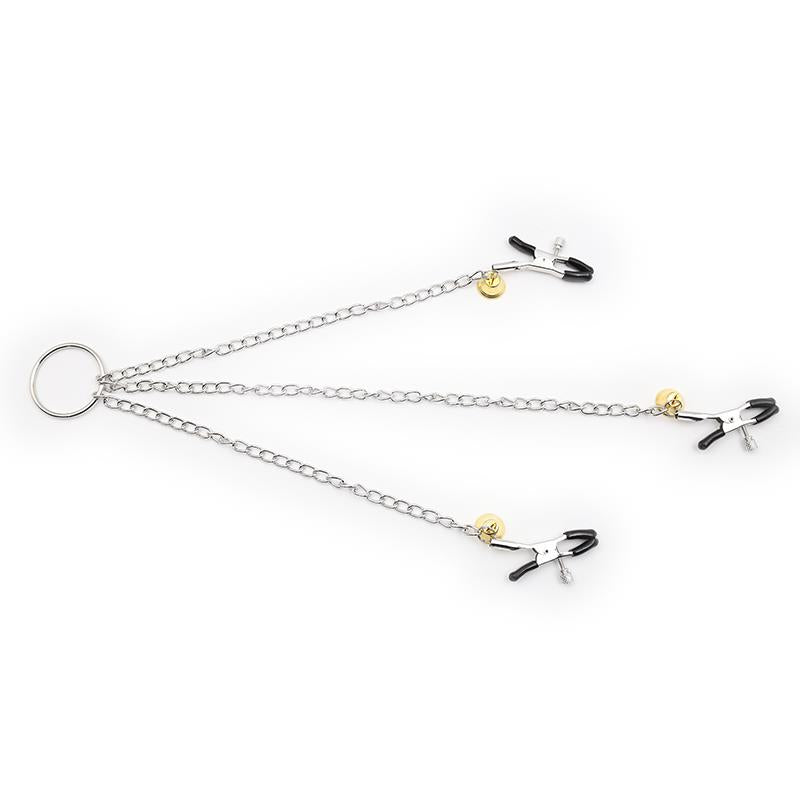 LATETOBED BDSM LINE - NIPPLE CLAMPS AND CLIT CLAMPS WITH CHAIN METAL