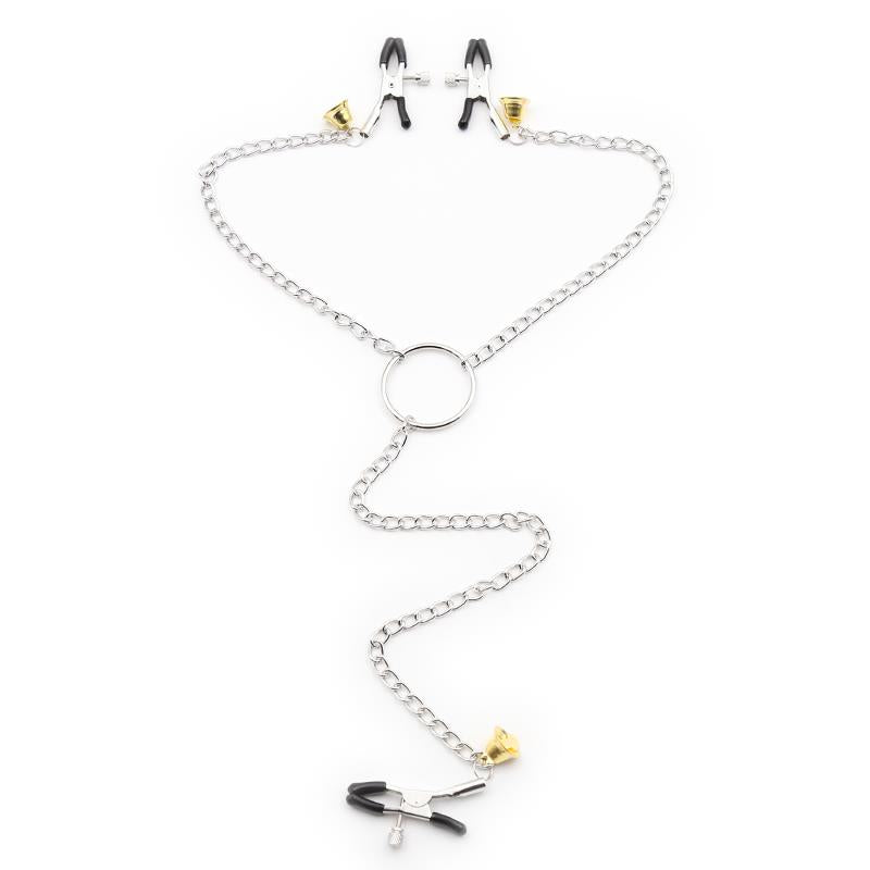 LATETOBED BDSM LINE - NIPPLE CLAMPS AND CLIT CLAMPS WITH CHAIN METAL