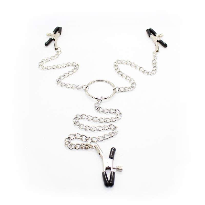 LATETOBED BDSM LINE - NIPPLE CLAMPS AND CLIT CLAMPS WITH CHAIN METAL