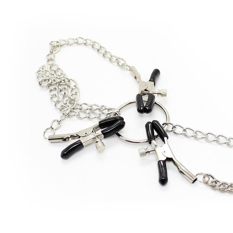 LATETOBED BDSM LINE - NIPPLE CLAMPS AND CLIT CLAMPS WITH CHAIN METAL