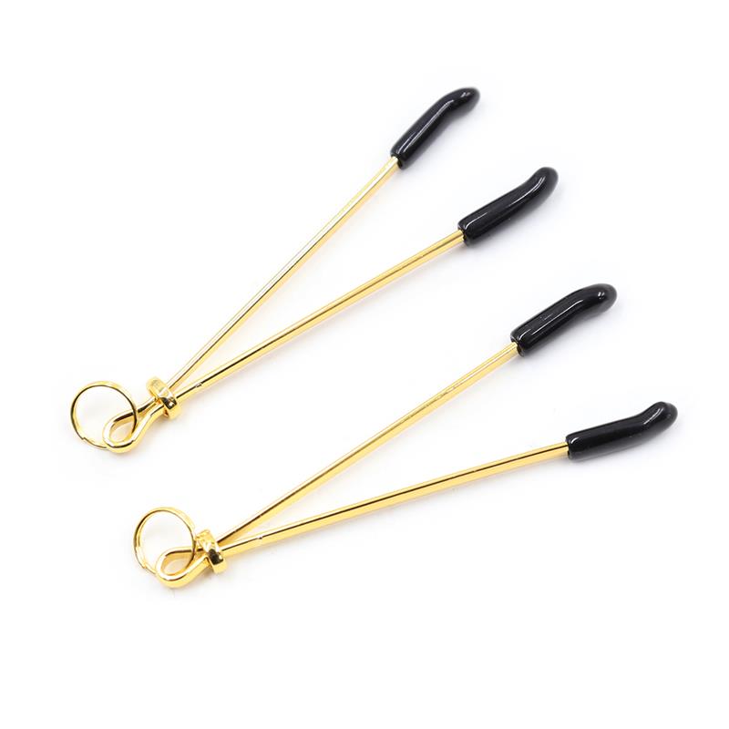 LATETOBED BDSM LINE - NIPPLE CLAMPS METAL BLACK/GOLD