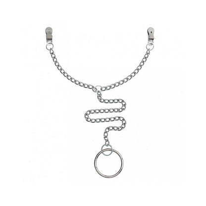 BONDAGE PLAY - NIPPLE CLAMPS TO PENIS RING