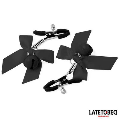 LATETOBED BDSM LINE - NIPPLE CLAMPS WITH BELL AND BLACK BOW