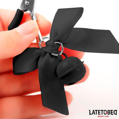 LATETOBED BDSM LINE - NIPPLE CLAMPS WITH BELL AND BLACK BOW