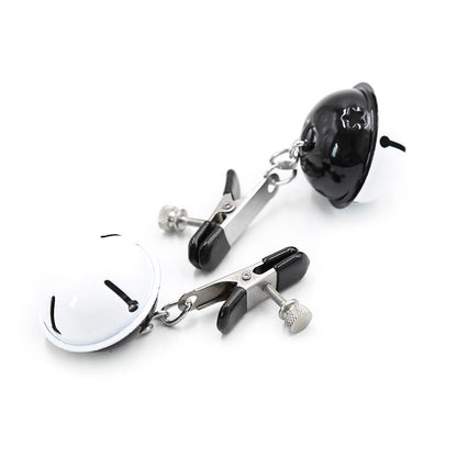 LATETOBED BDSM LINE - NIPPLE CLAMPS WITH BELL BLACK/WHITE