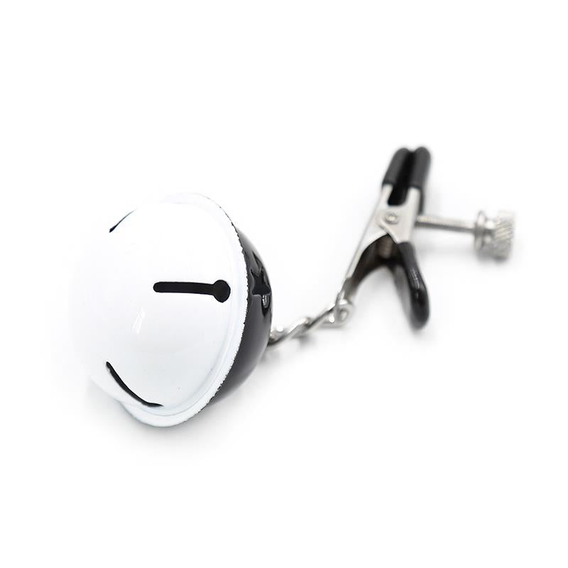LATETOBED BDSM LINE - NIPPLE CLAMPS WITH BELL BLACK/WHITE