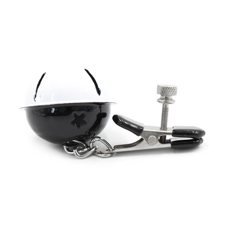 LATETOBED BDSM LINE - NIPPLE CLAMPS WITH BELL BLACK/WHITE