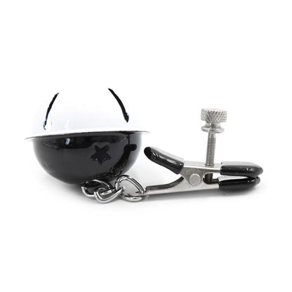 LATETOBED BDSM LINE - NIPPLE CLAMPS WITH BELL BLACK/WHITE