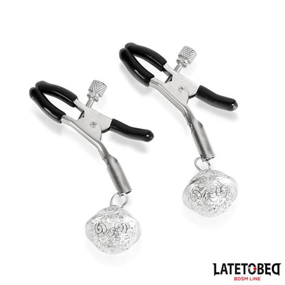 LATETOBED BDSM LINE - NIPPLE CLAMPS WITH BELL SILVER AND BLACK