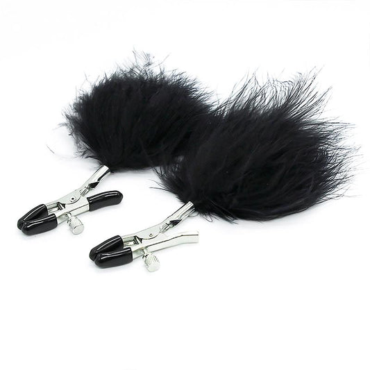 LATETOBED BDSM LINE - NIPPLE CLAMPS WITH BLACK FEATHER