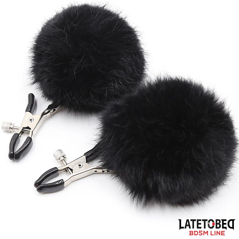 LATETOBED BDSM LINE - NIPPLE CLAMPS WITH BLACK FUR