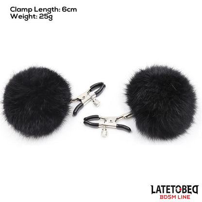 LATETOBED BDSM LINE - NIPPLE CLAMPS WITH BLACK FUR