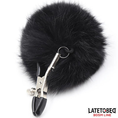 LATETOBED BDSM LINE - NIPPLE CLAMPS WITH BLACK FUR