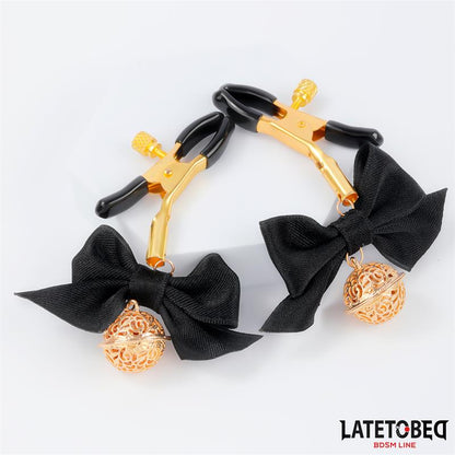 LATETOBED BDSM LINE - NIPPLE CLAMPS WITH BOW BLACK