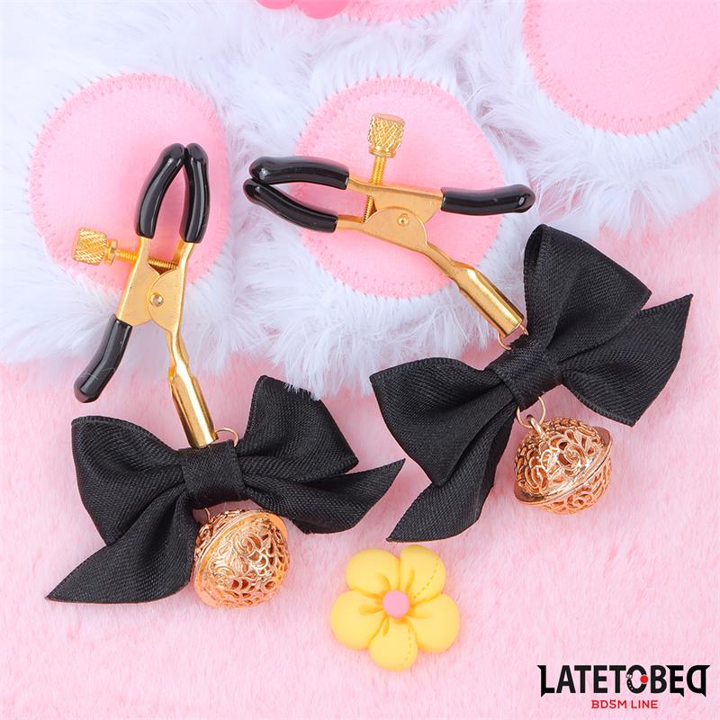 LATETOBED BDSM LINE - NIPPLE CLAMPS WITH BOW BLACK