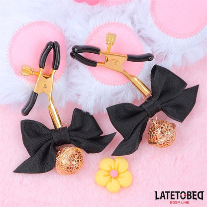 LATETOBED BDSM LINE - NIPPLE CLAMPS WITH BOW BLACK