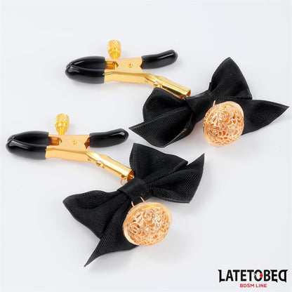 LATETOBED BDSM LINE - NIPPLE CLAMPS WITH BOW BLACK