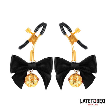 LATETOBED BDSM LINE - NIPPLE CLAMPS WITH BOW BLACK