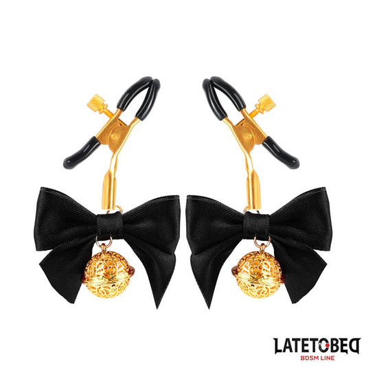 LATETOBED BDSM LINE - NIPPLE CLAMPS WITH BOW BLACK