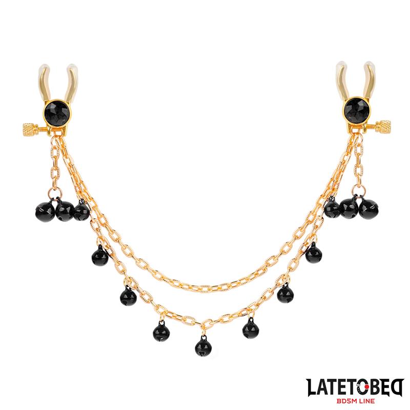 LATETOBED BDSM LINE - NIPPLE CLAMPS WITH CHAIN AND BELLS