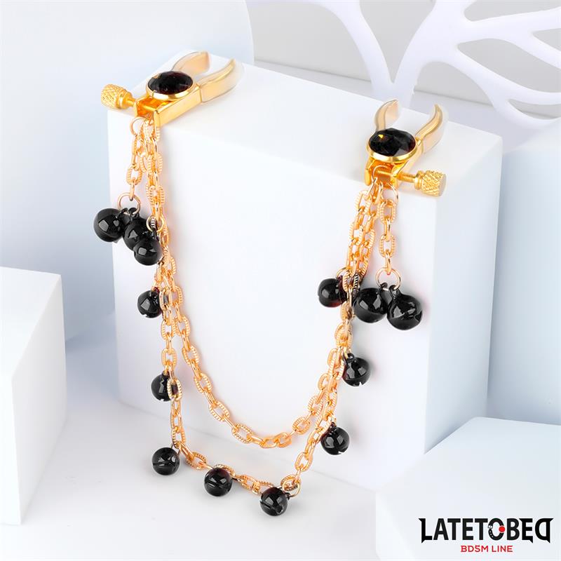 LATETOBED BDSM LINE - NIPPLE CLAMPS WITH CHAIN AND BELLS