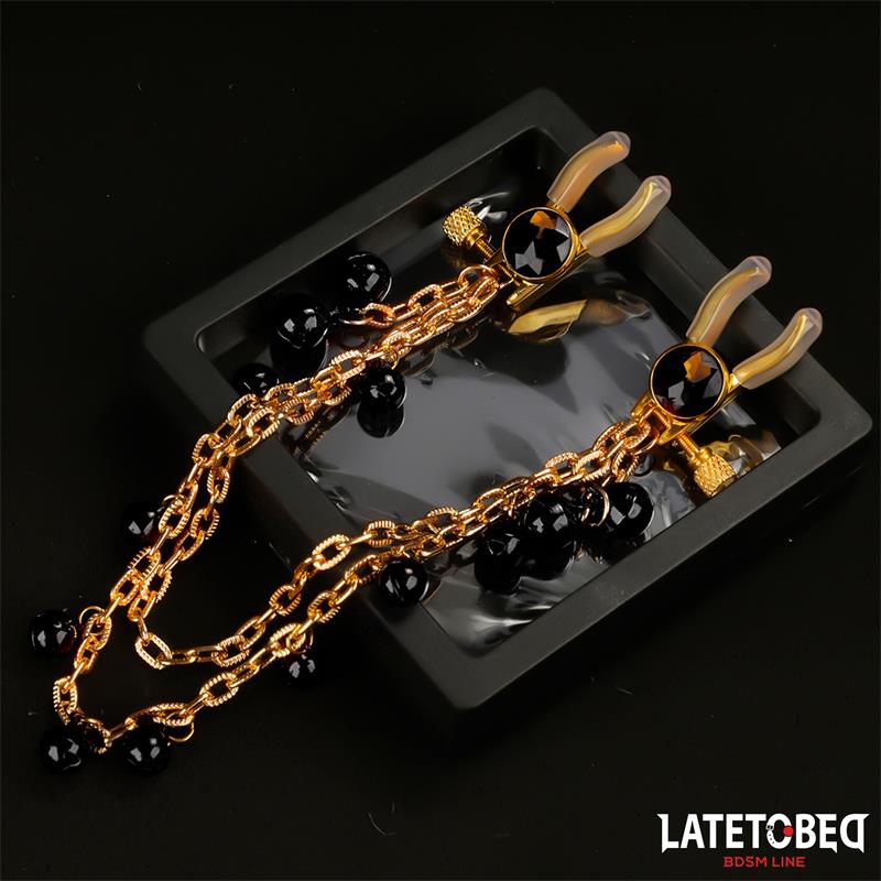 LATETOBED BDSM LINE - NIPPLE CLAMPS WITH CHAIN AND BELLS
