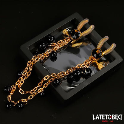 LATETOBED BDSM LINE - NIPPLE CLAMPS WITH CHAIN AND BELLS