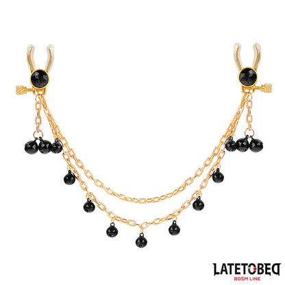 LATETOBED BDSM LINE - NIPPLE CLAMPS WITH CHAIN AND BELLS