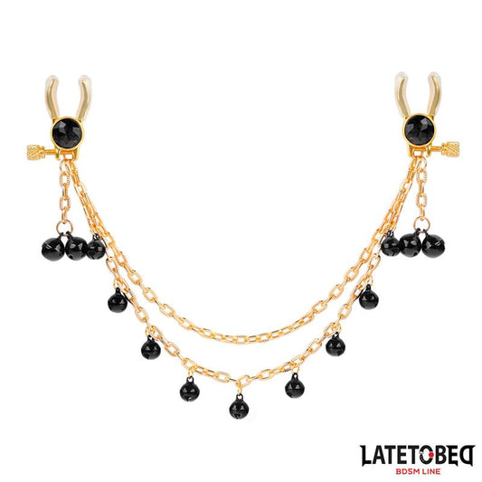 LATETOBED BDSM LINE - NIPPLE CLAMPS WITH CHAIN AND BELLS