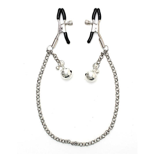 BONDAGE PLAY - NIPPLE CLAMPS WITH CHAIN AND TINCLE BELLS