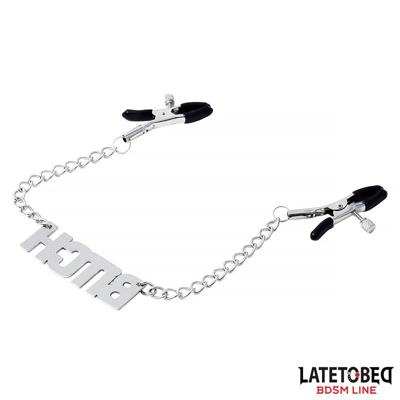 LATETOBED BDSM LINE - NIPPLE CLAMPS WITH CHAIN  - BITCH