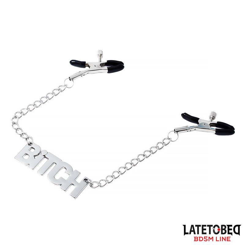 LATETOBED BDSM LINE - NIPPLE CLAMPS WITH CHAIN  - BITCH