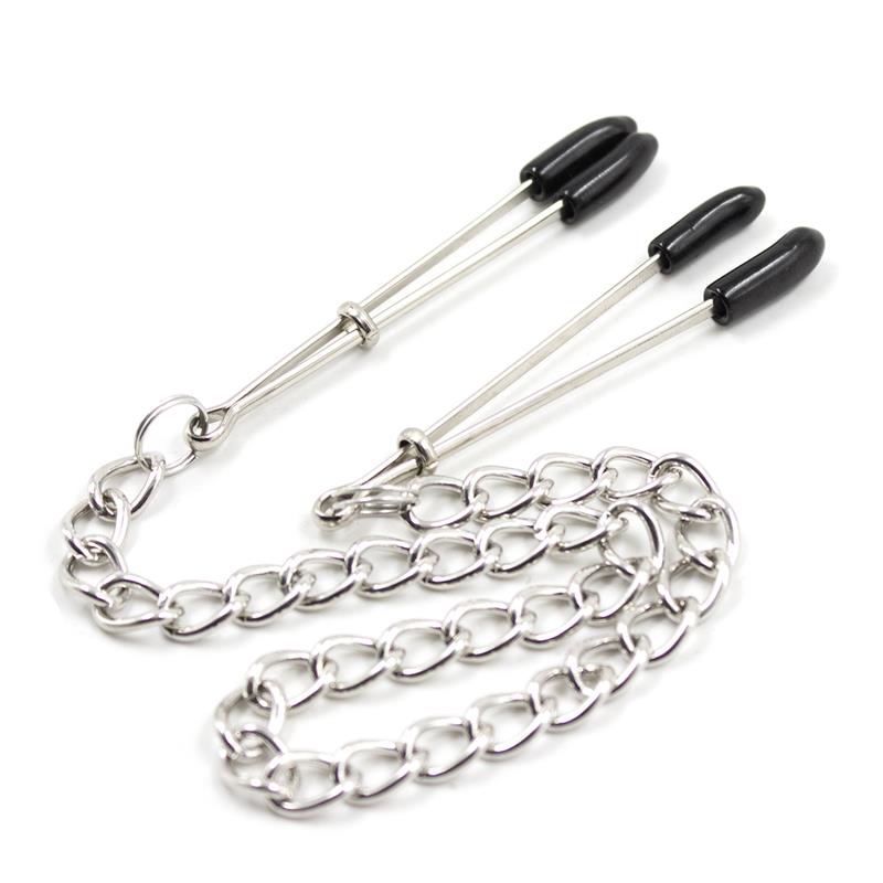 LATETOBED BDSM LINE - NIPPLE CLAMPS WITH CHAIN METAL