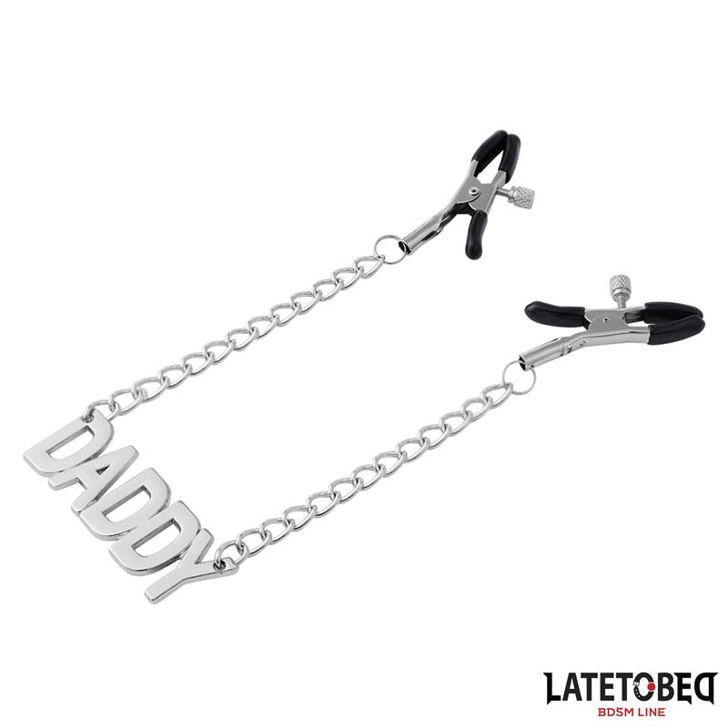 LATETOBED BDSM LINE - NIPPLE CLAMPS WITH DADDY WORD PENDANT