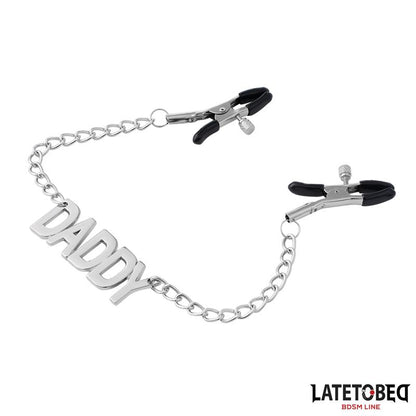 LATETOBED BDSM LINE - NIPPLE CLAMPS WITH DADDY WORD PENDANT