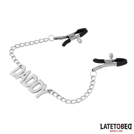 LATETOBED BDSM LINE - NIPPLE CLAMPS WITH DADDY WORD PENDANT