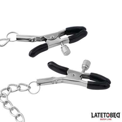 LATETOBED BDSM LINE - NIPPLE CLAMPS WITH DADDY WORD PENDANT