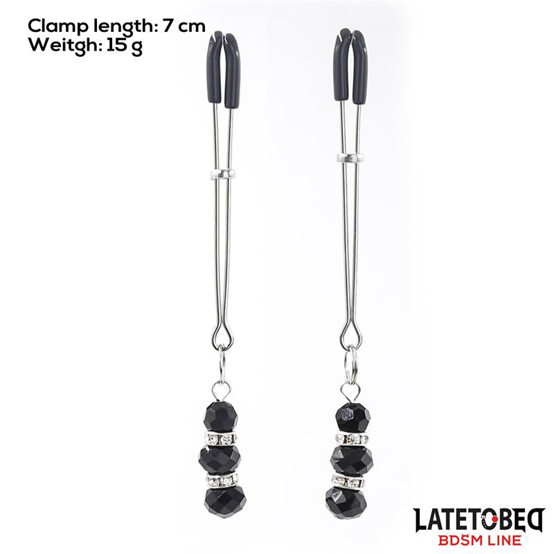 LATETOBED BDSM LINE - NIPPLE CLAMPS WITH GLASS BEADS