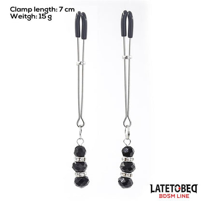 LATETOBED BDSM LINE - NIPPLE CLAMPS WITH GLASS BEADS